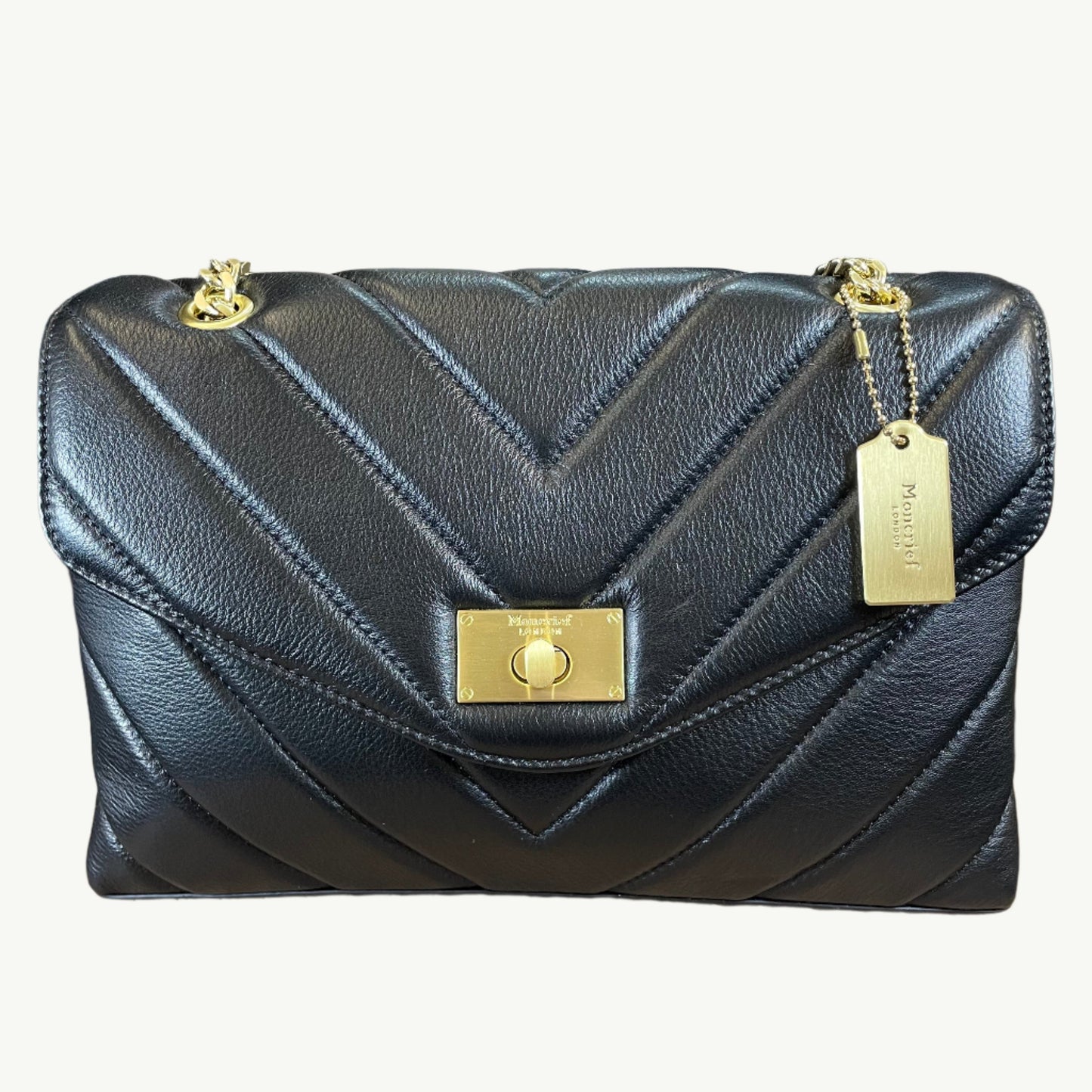 Moncrief Cathryn Small Grain Leather Quilted Shoulder and Crossbody Bag