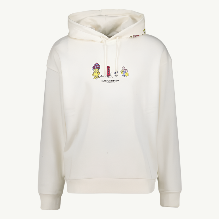 Scotch & Soda White Graphic Hoodie