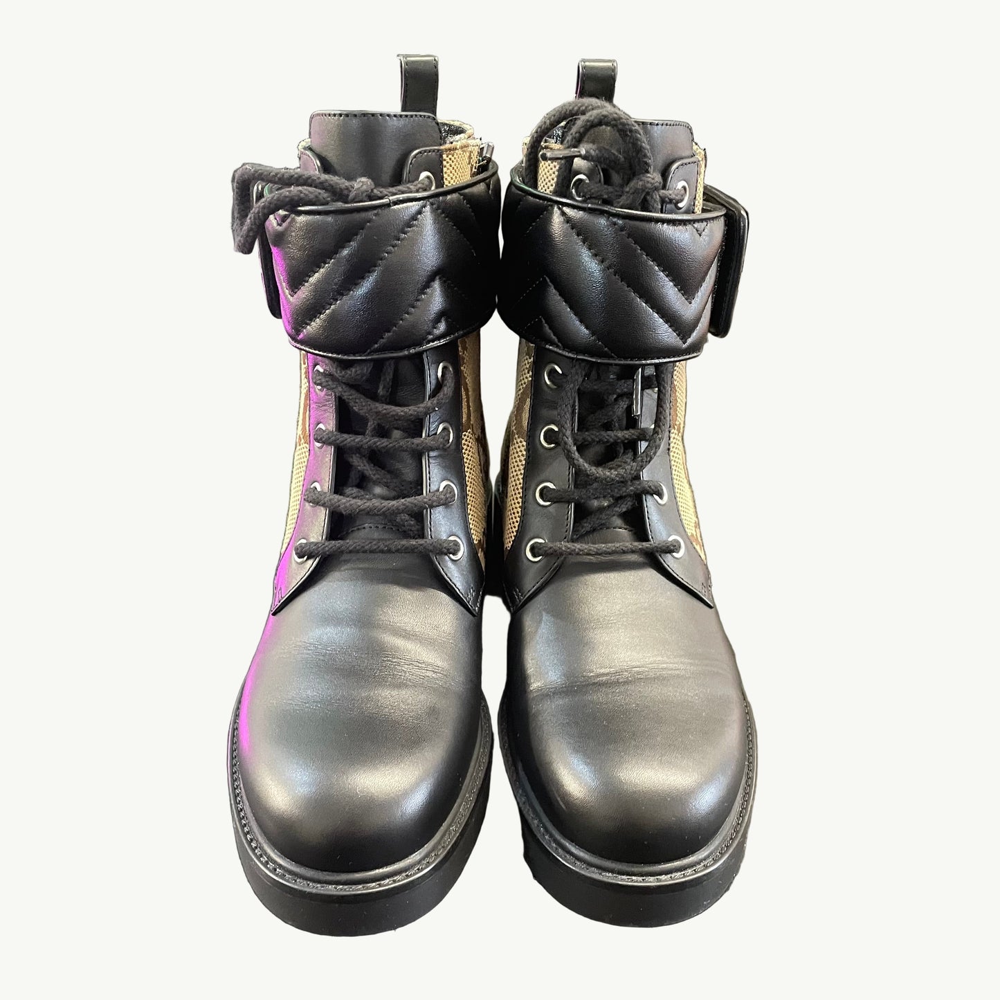 Gucci GG Marmont Leather & Canvas Ankle Boots